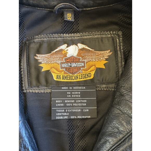 Harley Davidson Women’s Black Leather Motorcycle Jacket Small Genuine Leather - Picture 5 of 11